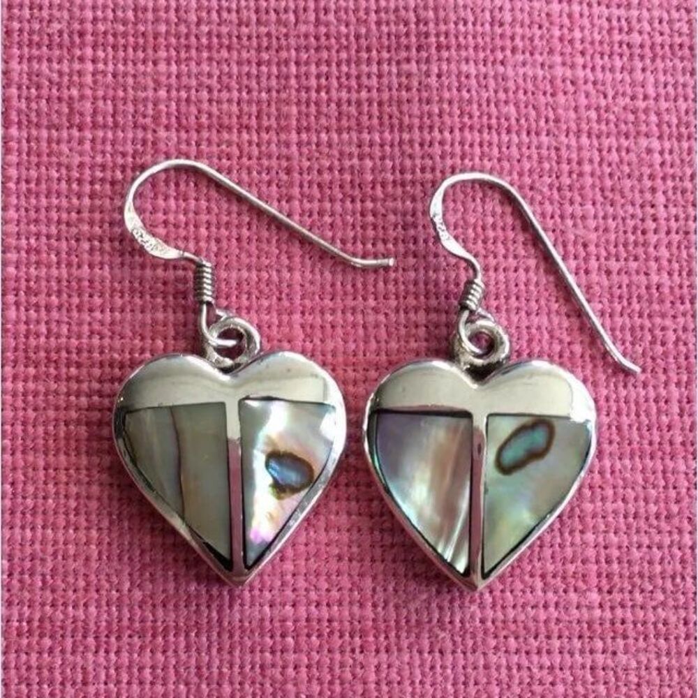 925 sterling silver abalone heart Earrings